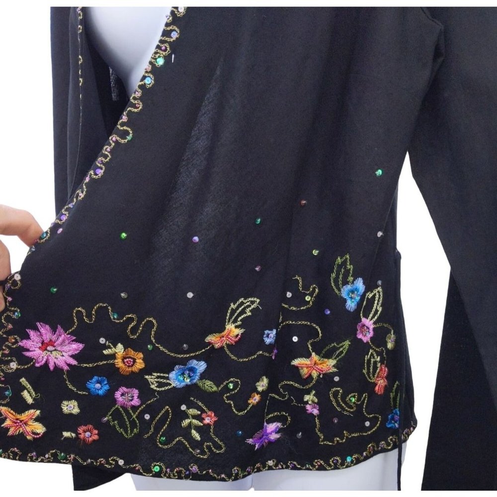 I.C.E Women's Linen Blend Floral Blazer 12 - Picture 5 of 11